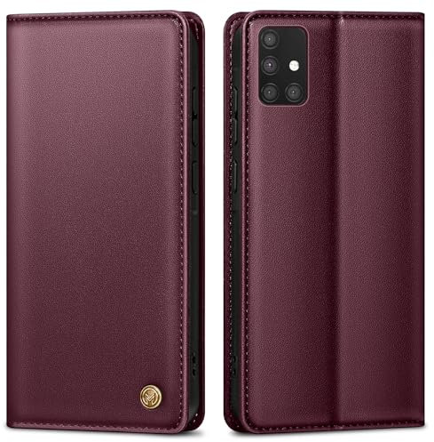 Handyhülle für Samsung Galaxy A71 Hülle,Premium Lederhülle Schutzhülle Tasche für Samsung A71 Hülle Wallet Kartenfach Standfunktion Klappbar Flip Case für Galaxy A71 Hülle,Weinrot