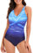 Century Star Badeanzug Damen Bauchweg Damen Große Größe Badeanzug Push Up Badeanzüge mit Bügel Badeanzüge für Frauen Farbverlauf himmelblau 42-44