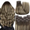YoungSee 135g Clip in Extensions Echthaar Ombre 40 cm Echthaar Extensions Clip Dunkelbraun mit Aschblond Clip in Extensions Remy Haarextension Clips Extensions Clip in Dickes fur Damen #4/18/4