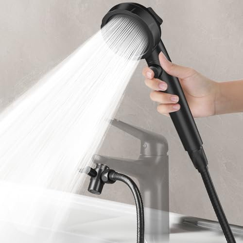 HOWUWEY Matte Black Sink Hose Attachment for Faucet with 5 Adapters