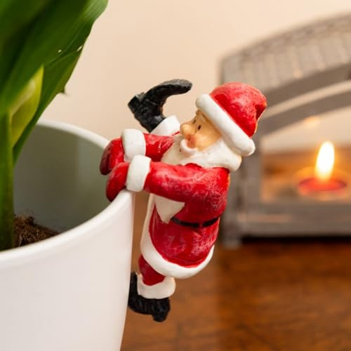 Weihnachtsfiguren Kletternde Blumentopf, 11cm Winter Deko Schneemann/Weihnachtsmann Deko Figur, Weihnachten Deko Innen Mini Weihnachtsfiguren, Weihnachtsdeko Figuren Klein Geschenk (Weihnachtsmann)