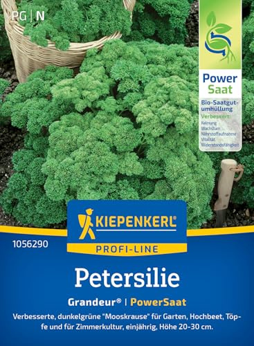 Kiepenkerl Petersiliensamen Grandeur® 1056290, Kräutersaat | Verbesserte, dunkelgrüne Mooskrause für Garten und Zimmerkultur, Pillensaat