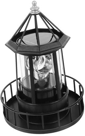 Milisten Garten Leuchtturm Solar Powered Rotierenden Licht Große Solar Beacon Landschaft Lampe für Outdoor