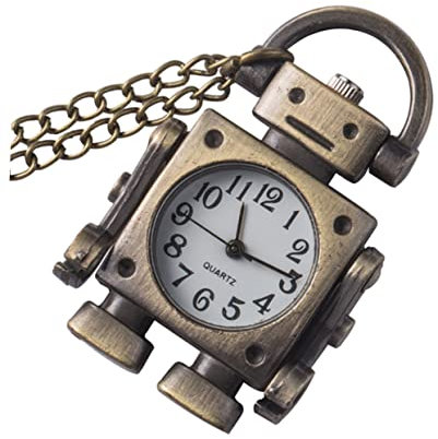 BESPORTBLE Vintage Roboter Taschenuhr Halskette Aus Metall Rostbeständig Kompakt Und Tragbar Lange Kette Für Alltag Und Festival