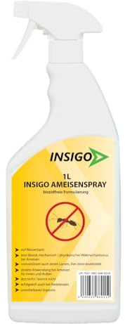 INSIGO Ameisen Abwehrspray 1L - Ameisenmittel mit mechanischer Wirkung auf Ameisen - Effektiver Schutz für Haus & Garten - Ameisen Spray mit Sofortwirkung