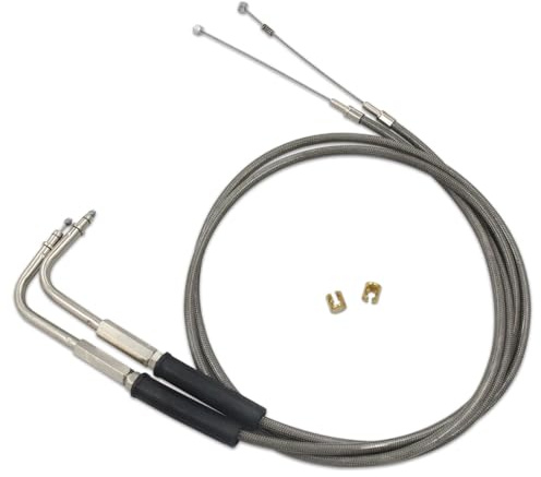 Qcbuegof 42 Throttle and Idle Cable with 90° Elbow Adjustment for FLST FLT XL Stainless Steel Idle Cable 56579-02A Performances Tested Cable