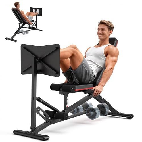 PASYOU Beinpresse für Zuhause, Maximale 550 KG, Hantelbank mit 9 Verstellbaren Rückenlehnen(Einschließlich 90°) und Hantelaufbewahrung, Hantelbank Verstellbar für Beinpresse Fitnessgerät