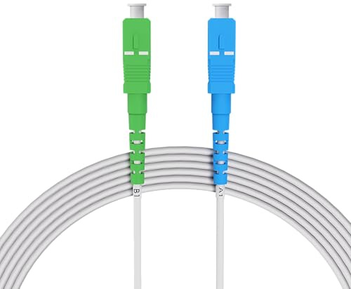 nexinex - 20m Câble Fibre Optique Blanc SC/APC vers SC/UPC | Compatible free, etc. | Simplex Monomode OS2 FTTH Câble Fibre Optique