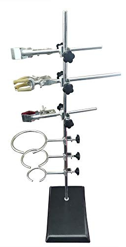 juunyeer 60cm Ständer Halter, Metall Laborstativ mit Klemme, Muffe Ring Laborzubehör Kit Halterungen Edelstahl Gusseisen Unterstützung Set