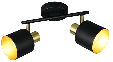 Trio Leuchten Strahler Eva 868800280, Metall Schwarz matt/goldfarbig, exklusive 2x E14