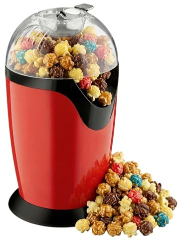 GOMETY Heißluft Popcornmaschine, 1200W Popcorn Maker Maschine, Große Kapazität Popcornmaschine Transparente Abdeckung, Fettfreies Ölfreies Gesunder Maïs Snack für Zuhause Filmabend & Weihnachten
