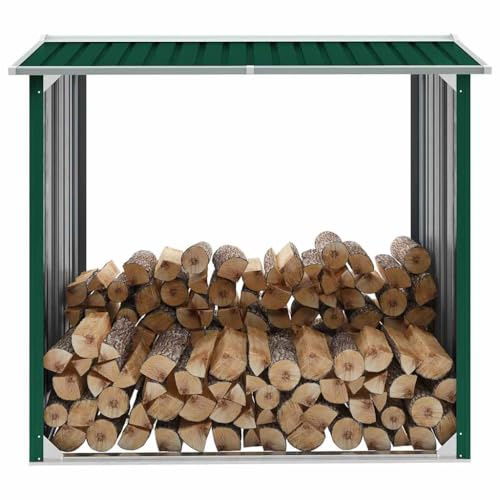 Lumanois Caseta de jardín para leña Acero galvanizado Verde 172x91x154cm, Casa y jardín Accesorios para hornos de leña y chimeneas Accesorios para Bolsas y Soportes de leña, Verde, 17.47kg