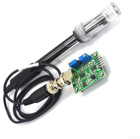 pH-Regler-Sensormodul mit BNC-Elektrode, Messbereich 0-14, Analogspannungsausgang für Arduino, schnelle Reaktionszeit ≤5s, 4 M3-Bohrungen, Betriebstemperatur -40°C bis 85°C, ABS-Gehäuse(module- probe)