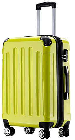 BEIBYE Hartschalen Koffer Trolley Rollkoffer Reisekoffer 4 Zwillingsrollen Polycabonat (Grün, 66cm - 70L)