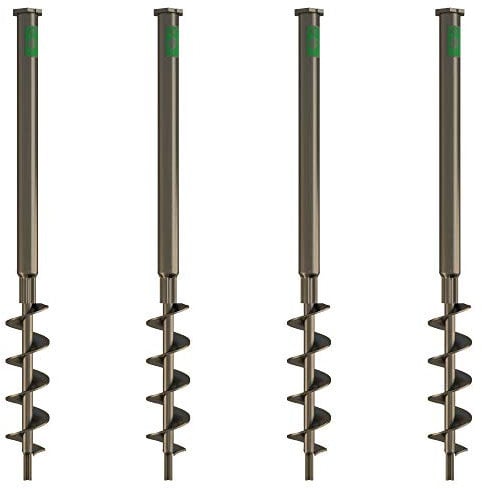 T-BLOCK - Kit professionale di 4 viti di ancoraggio a terra ecologici lunghezza 75 cm Ø 35-17 INOX testa esagonale da 46 mm con punto fisso M12.