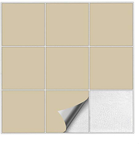 Kiwistar Fliesenaufkleber Beige Seidenmatt - 33 x 33 cm - 1 Stück - Klebefliesen Fliesenmuster Stickerfliesen Wandfliesen überkleben - selbstklebend für glatte Flächen