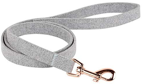 Thoroughbeds Grey Tweed Dog Lead with Rose Gold Clip - Small
