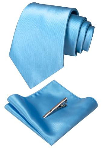 JEMYGINS blau Krawatten für Herren seide Hochzeit Einfarbig Bunt (8)