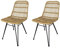 Kosmi Lot de 2 chaises Style Nature Aspect rotin en résine tressée et Pieds en métal Noir