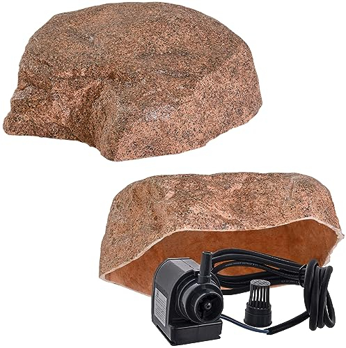 Gartendek Roccia Masso Pietra per Giardino Grande Rocce Cavi all’Interno Sembra Naturale Decorative Copre la Superficie di Ø47cm S-06