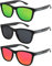 X-CRUZE 3er Pack Nerd Sonnenbrillen polarisierend Vintage Retro Style Stil Unisex Herren Damen Männer Frauen Brille - schwarz matt LW - Set 8 -