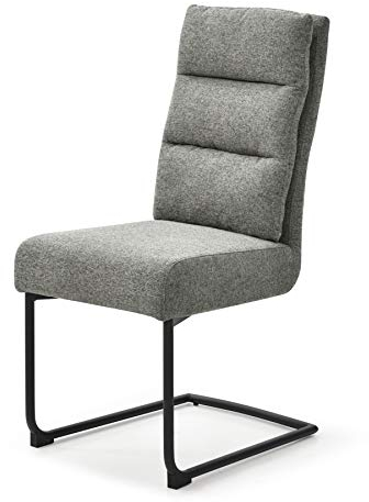 invicta INTERIOR Moderner Design Freischwinger Stuhl Comfort Vintage grau mit Metall-Gestell Esszimmerstuhl Besucherstuhl