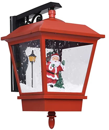vidaXL Weihnachten Wandleuchte mit LED-Licht Weihnachtsmann Wandlaterne Laterne Wandlampe Weihnachtslaterne Weihnachtsdeko Rot 40x27x45cm