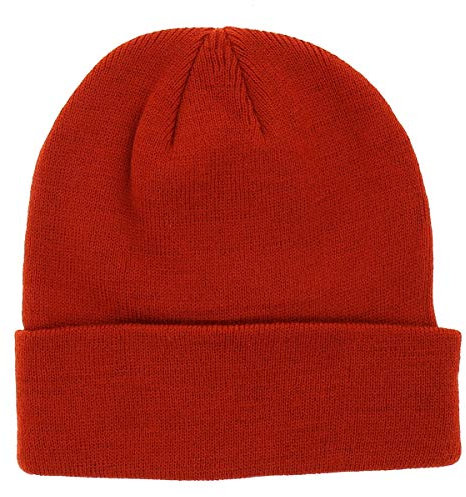 SHIPITNOW Rostige Orange Herren oder Damen Wintermütze Einfarbig - Basic Strickmütze ohne Bommel - 100% Acryl Beanie- Einfaches und klassisches Mützen ohne Marke - Einheitsgröße