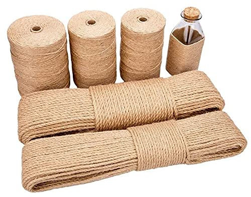 WWQQ Hanfseil 2mm*200m 2mm*500m Juteseil Natürliche Hanfschnur Jute Seil Tauziehen Tau Seil Natur Juteschnur Starke Jutekordel Bastelnschnur für Haus Garten DIY Basteln Deko (Size : 5mm-300m)