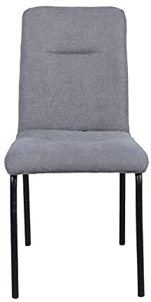 LaNatura Stuhl 2er Set Stoff Hellgrau Stahl Schwarz