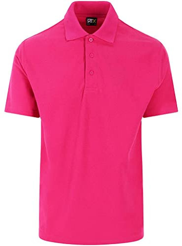 Polo classica da uomo, a maniche corte, tinta unita, casual, da lavoro, sport, resistente per giardinaggio e costruzione, ottimo regalo di Natale per qualsiasi costruttore, elettricista, Fucsia, 3XL