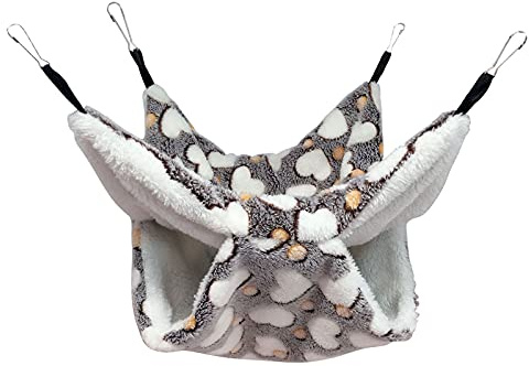 SOBW Hängematte Höhle 2 Ebenen Hängendes Bett Flauschige Hängebett Käfig Kleintierebett Intellektuelles Spielzeug mit Haken für Ratte Chinchillas Totoro Hamster Frettchen Mäuse Nager