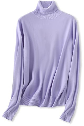 SANGTREE Maglione Dolcevita morbido da donna, Colore lilla., XL