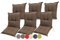 sunnypillow Stuhlauflagen Niedriglehner 100 x 50 (6er Set) - Gartenstuhlauflage Extra Dicke 9 cm - Auflage für Gartenmöbel UV-Lichtecht, Wasserdicht - Outdoor Stuhlkissen für Gartenliegen - Braun
