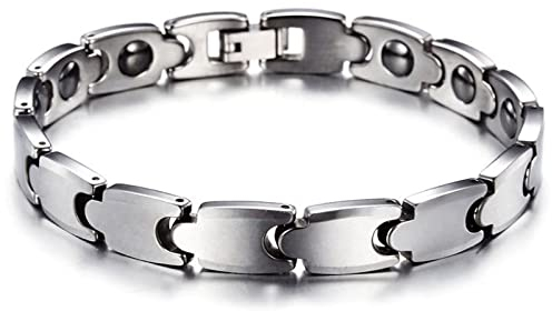Skcess Lederarmband Männer Silber，Gliederarmbänder Einfach Wolfram Armband Herren 8Mm