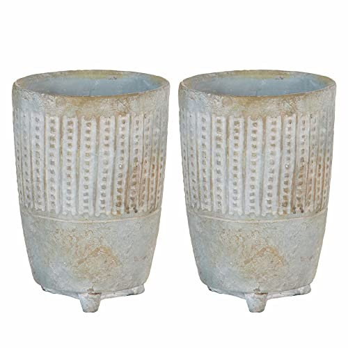 LOLAhome Set de 2 maceteros Jardinera de Cemento Grises de Ø 14x19 cm