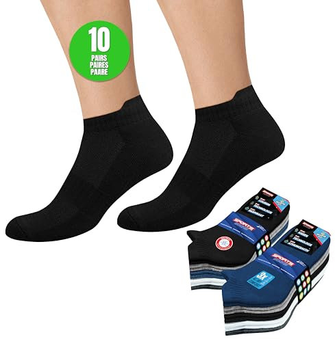 SOXCO 10 Pairs Trainer Socks Men 9-12 6-11 Women Sports Running Ankle Socks, Pack of 10 (9-11, Multi-colored)