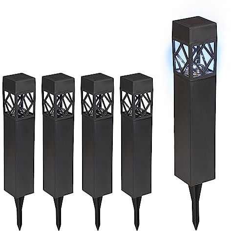 Relaxdays Solarlampen 5er Set LED Solarleuchte, schwarz