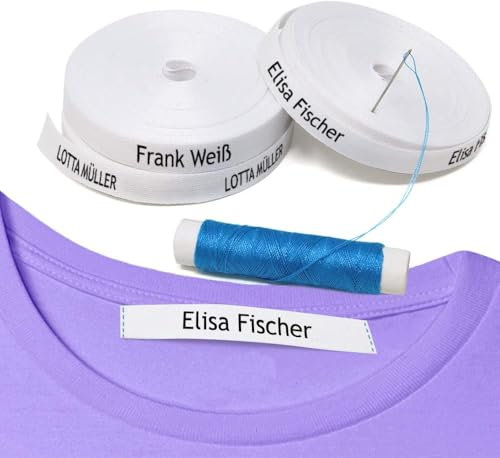 Baumwolle Namensschilder zum Einnähen, Bänder zum Festnähen, Waschbeständige Etiketten für Schulen, Kindergärten und Wohnungen, Nachhaltig