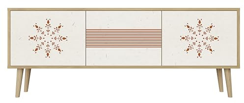 Healancy Biomedical TV Schrank mit Türen - Kommode - Fernsehschrank - Lowboard - Fernsehtisch - Wohnzimmer Möbel - Board mit Stauraum - Tisch - Sideboard - Fernsehrregal Riva-Eiche