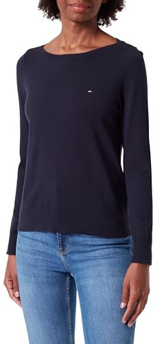 Tommy Hilfiger CO Jersey Stitch Boat-NK Sweater WW0WW42050 Pull-Over, Bleu (Desert Sky), M Femme