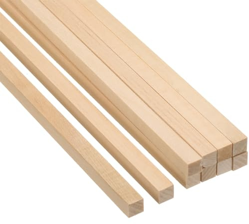 PATIKIL Bastoncini in Legno per Asta da 5/16 Pollici, 10 Pezzi di Bastoni in Legno Quadrati da 12 Pollici Non Finiti per Fai da Te e Articoli per l'Artigianato