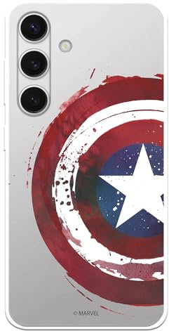Schutzhülle kompatibel mit Samsung Galaxy S24, offizielle Marvel Captain America Wappen, zum Schutz Ihres Handys, transparente Silikonhülle, flexibel, offizielle Marvel-Lizenz