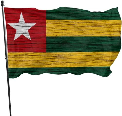 Hofflagge, Banner, Togo, Holztextur, Tog, Nationalflagge, Thema, Willkommens-Party, Outdoor-Dekoration, Ornament, Picks, Haus, Garten, Hof, Dekoration, 90 x 152 cm