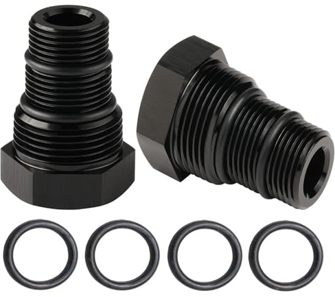 Ölfilteradapter, 1/2-28 Buchse auf 3/4-16 13/16-16 3/4 NPT-Außengewinde, Reduzierstück, Aluminium, schwarz, Korrosionsbeständigkeit, 2 Stück