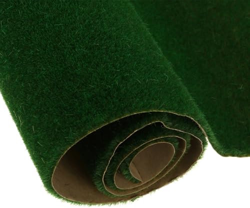 sourcing map 9pcs Artificial Model Grass Mat 14 x 20(35cm x 50cm) Dark Green Realistic Fake Turf for Garden Lawn Decoration Model
