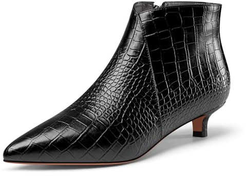 Castamere Donna Chiusa a Punta Basso Gattini Tacco Heel Cerniera Stivaletti Ufficio Casual Dress Stivali 3.5 CM Heels Nero 40 EU