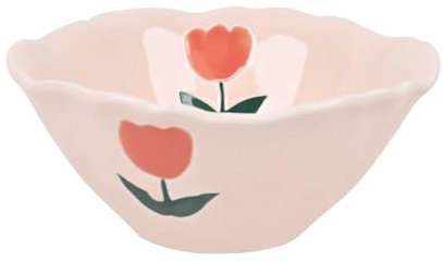 Koythin Ceramic Cute Bowl, Creative Soup Bowls, Flower Bowl for Kitchen Cereal Oatmeal Salad, Aesthetics Home Decor (Pink Floret)