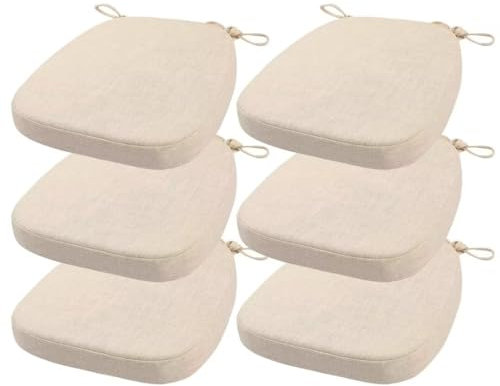 FIOVIP Stuhlkissen mit Riemen abnehmbar, waschbar, doppelte Anti-Rutsch hoch elastisch,Geeignet für Esstische und Stühle(43X40X33CM(5CM),Weiß,6 Stück)