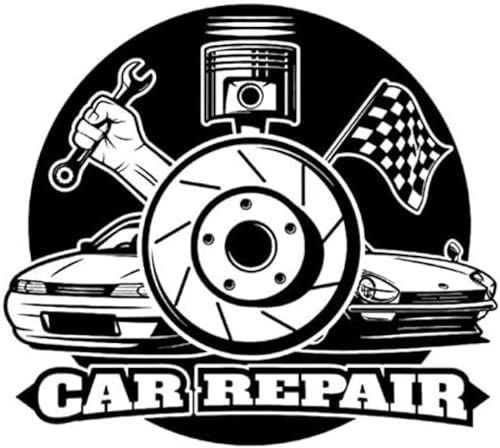 Sticker mural amovible noir pour garage ou atelier de réparation automobile pour créer une ambiance professionnelle et mécanique 57x51cm